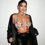 Fongt Product Hit Night Club Drop Water Gem Vest Neck Open Back Bra Bikini Body Chain