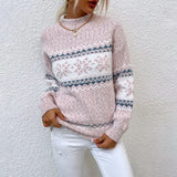 Fongt Women's Knitwear Autumn And Winter New Christmas Jacket Half-High Snowflake Sweater