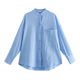 New Pocket Pendent Loose Shirt Elastic Waist Pant Suit-Outfit