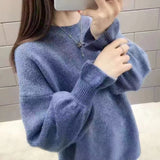 Fongt Sleeve Sweater Female Cocoon New Style Korean Version Foreign Style Versatile Languid Lazy Wind Wears Knit Bottom Unlined Upper Garment Versatile-Outfit