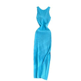Fongt Women's Summer New Sexy Kinesith Heart-Scuttered Fashion Two-Pin Knitted Dress