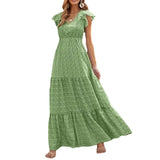 Fongt Women's Dress 2025 Sha Bohemia V-Neck High-Waisted Printed Holiday Dress Spliced With Broken Floral Dresses