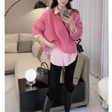 Korean Version Autumn And Winter Loose Fashion Solid Color Short Style Sweet Little Man New Soft Waxy Sweater Women's Dress-Outfit