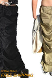 Women Solid Color Skirt, Drawstring Pleated Adjustable Elastic High Waist Half Dress Casual Daily