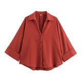 Fongt Summer Linen-Mixed Wide-Sleeved Shirt 2340712300