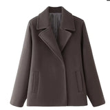 Fongt Women's Clothing Explosion Real Double Buckle Wool Collar Long-Sleeved Short Coat