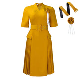 Fongt Women's New Fashion Temperament V-Neck Solid Color Large-Size Pressure Folded High-Waisted African Dress