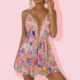 Chic Suspender Sequined Backless Mini
