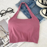 Camisole With Build-in Bras Girls Padded Tank Crop Top Summer Chic Women Soft Stretchy Cami Sleeveless Tees-Outfit