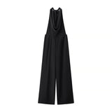 Fongt Summer New Women's Bow Ornament Hanging Neck Temperament Rest Height Waist Jump Pants Woman