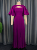 Fongt Lantern Sleeves To Close The Waist 100 Pleated Skirt Comfort Commuter Leisure Dress