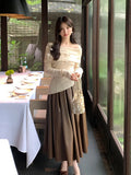 Fongt Xixi 2025 Autumn New Temperament Commute High-Waisted Half-Body Skirt PU Folding A-Skin Skirt 85018