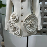 Sweet And Cool Early Spring New Hip Collar Three-Dimensional Handmade Flowers A Version Of High-End Blazer Over The