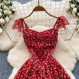 Fongt Sweet Design With A Knotted Bow Tie With Bare Back To The Waist Of A Floral Dress
