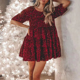 Fongt Direct Selling Sleek Round-Neck Loose Waist Short-Sleeved Dress Banquet
