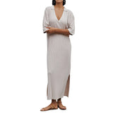 Fongt Ribbed Knitting On Both Sides Of The Short-Sleeved Skirt YF2377-Outfit