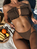 Fongt Single Swimsuit 2024 Split Swimsuit Sexy Swimsuit Solid Color Low Waist Bikini D693K-Outfit