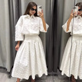 Fongt For Women's Clothing INS Explosive Temperament Tuxed Feather Shirt + Skirt Set