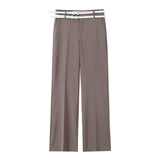 Fongt Temperament With Belt Striped Set 2025 Spring V Collar Vest High-Waisted Trousers Woman