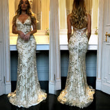 Extended Version Of The Popular Style Sequined Net Gauze Slim Tail Sexual Bare-Back Dress Long Dress-Outfit