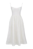 elegant and pretty women's dresses Midi White Vacation Dress Spaghetti Strap Beach Dress A Line Party Dresses 2023-Outfit