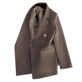 Fongt Metal Button Suit Jacket Female Fall 2024 New British Style Design Sense Double Breasted Korean Suit-Outfit