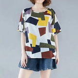 Blouse ZANZEA Women Vintage Printed Tops Casual O Neck Short Sleeve Shirt Female Loose Tunic Blusas
