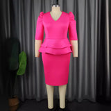Fongt Fake Two-Piece Bag Ass Skirt Lightly Cooked Wind Party Lotus Leaf-Side High-Waisted Dress