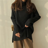 Fongt New Fall / Winter 2023 Retro Lazy Wind Coat With A Long-Sleeved Knit Bottom Turtleneck-Outfit