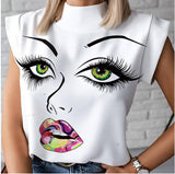 Fongt Simple Lip Pattern Collar Lady Shirt Tsets Commuting Short-Sleeved Tops Slimmed