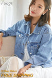 Spring Autumn Short Denim Jackets Women Casual Tops Loose Outerwear Schoolgirl Coat Letter Embroidery Jeancoat Lady