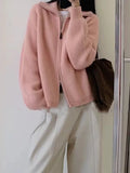 Fongt Raccoon Velvet Half-High Collar Collar Double Zipper Sweater Coat Women's Autumn And Winter Thick Outer Wearing Knitted Open Shirt