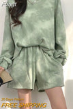 New Tie-Dye Casual Hoodies Two Piece Suits Women Casual Loose Long Sleeve Sweatshirts Spring Autumn Thin Woman