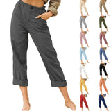 Leisure Summer Solid Color Cotton Linen Fashion Loose High Waist Casual