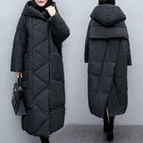 Fongt Winter Dress New Large-Size Korean Version Of Loose Long Over-Cheek Black Down Cotton Coat Women Thicken