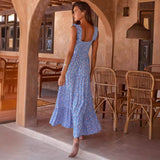 Fongt Women's Clothing 2026 Bohemian Dress Slings Flowing Long Print Dress Girl