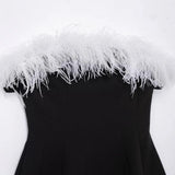 Fongt Women's New One-Word Collar Elastic Sexy Hot Babes Dress
