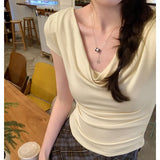Sense Of Design, A Slim, Slim, Elastic, Short-Sleeved T-Shirt, A New Hot Girl Blouse In
