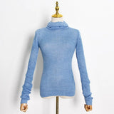 White Korean Knitted Sweater For Women Turtleneck Long Sleeve Autumn Slim Pullover Female Clothing Fashion New
