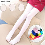 Summer Spring Candy Color Kids Pantyhose Ballet Dance Tights for Girls Stocking Children Velvet Solid White