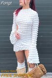 Summer Women Chiffon Sexy Y2K Clothes Lace Up Draw String Long Sleeve Hollow Out Bodycon Mini Dress Outfits Club