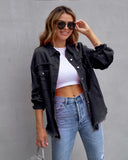Fongt New Long-Haired Burrowed Denim Jacket Women Autumn Winter Long Sleeve Casual Collar Top