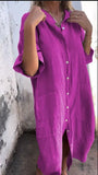 Fongt New Spring And Summer Loose Leisure Sleeve Cotton Shirt Dress
