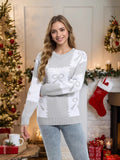 Fongt And Winter New Christmas Sweater Women's Loose Knitted Jersey Square Bow Bump Color Coat