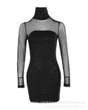 New Hot Gold Stitching V-Neck Pleated Satin Dress ODS1013C Series-Outfit