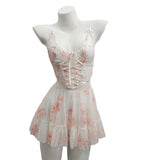 Fongt Lace Strapping Slings Pajamas Pajamas Beauty Back 2025 New Sweet And Spicy Waist Thin Word Short Skirt Set
