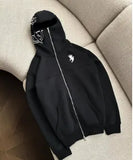Fongt Hoodie Double-Headed Zippered Niche Design New Eyes Can See Simple Embroidery Coat Guard