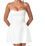 Fongt Women's Suspension Sleeveless Wapped Chest Dress Back Zipper