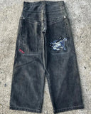 Loose Jeans Men's Vintage Print Hip Hop Gothic Street Wear Harajuku Men's Slacks-Outfit