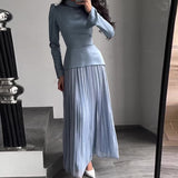 Fongt Autumn New Solid Fashion Splicing Design Round Collared 100-Folded Dress Girl